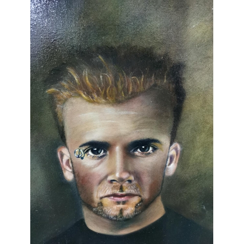 51 - Oil Painting on canvas - portrait of Jason J Brown, lead member  of boy band 