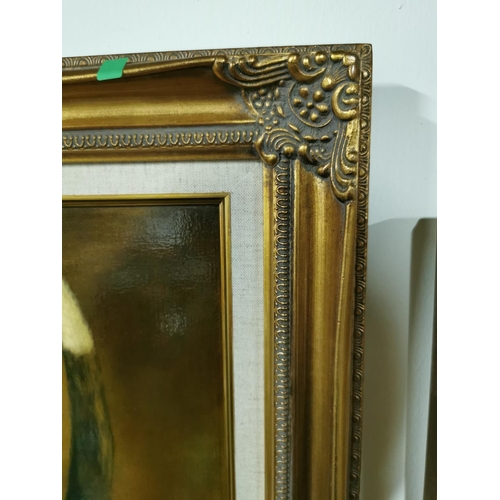 57 - Signed oil painting of a Beagle dog in a gilt frame, Well executed, showing superb detail & colours ... 