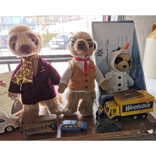 377 - Quantiy oif collectable meerkat figures inc a boxed disney frozen Oleg as Olaf