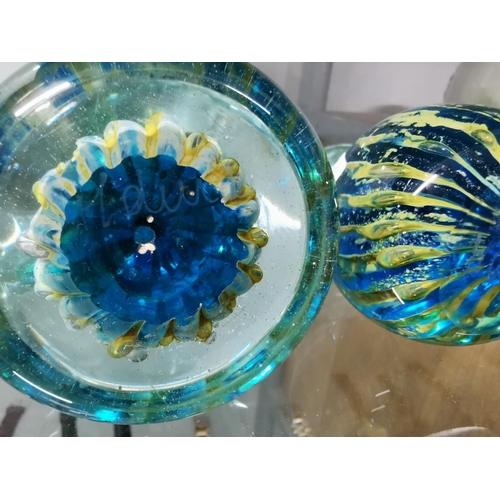 170 - 2 Mdina glass sea horse formed paperweights in good condition