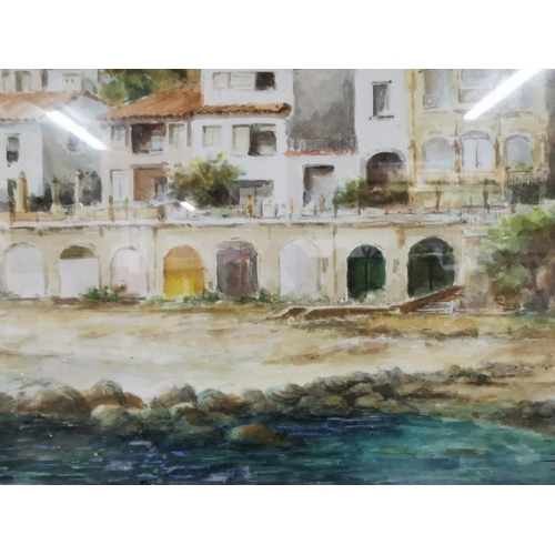 108 - Framed and glazed well done original water colour of a Spanish street scene signed lower right. Heig... 