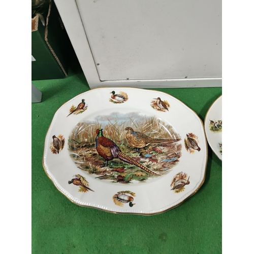 2 - Quantity of 4 hunting and game bird themed plates inc Kensington Staffordshire, Sampsomite churchill... 