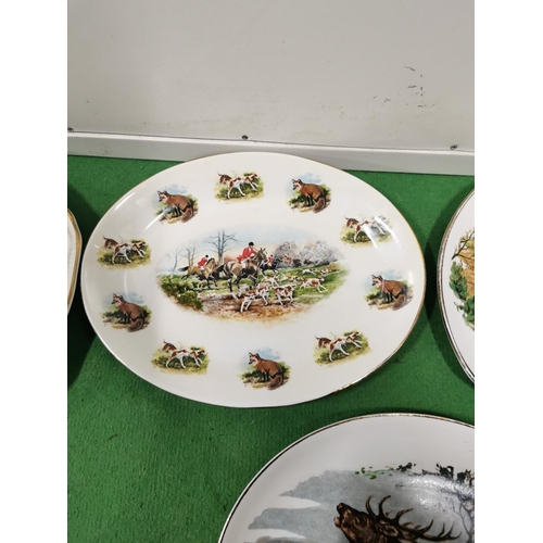 2 - Quantity of 4 hunting and game bird themed plates inc Kensington Staffordshire, Sampsomite churchill... 