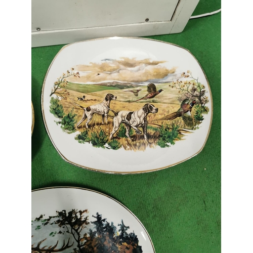 2 - Quantity of 4 hunting and game bird themed plates inc Kensington Staffordshire, Sampsomite churchill... 