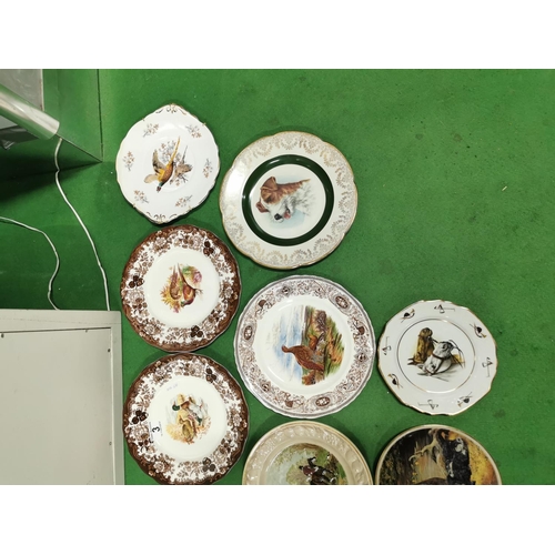 3 - Quantity of 13 vintage collectable plates all realting to hunting and game birds inc two plates afte... 