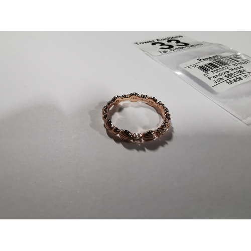 33 - Brand new direct from store Pandora sparkling seashell band ring - rose gold on 925 silver. Marked A... 