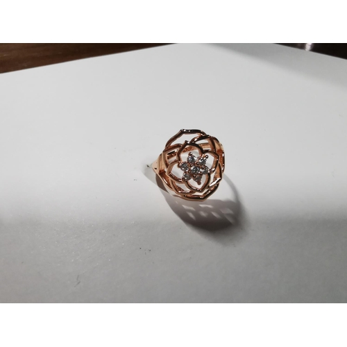 34 - Brand new direct from store Pandora Rose petals statement ring - rose gold on 925 silver. Marked ALE... 