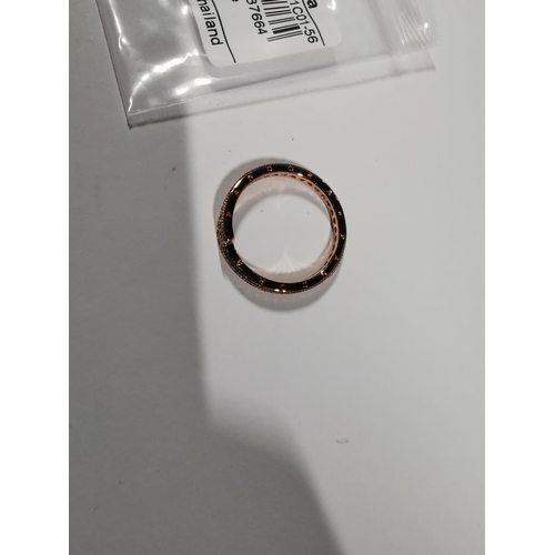 37 - Brand new direct from store Pandora Rose gold sparkling overlapping ring. Marked ALE MET, size O 1/2