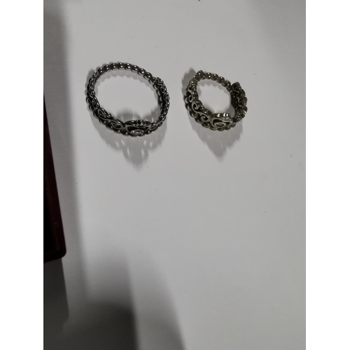 40 - Genuine Pandora Tiara ring - marked S925 ALE, size R 1/2 with one other similar ring marked S925, si... 