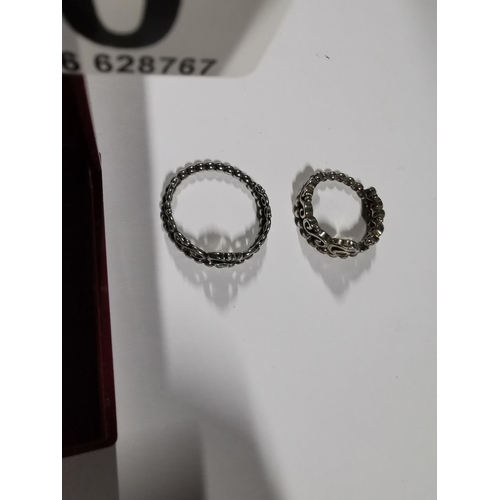 40 - Genuine Pandora Tiara ring - marked S925 ALE, size R 1/2 with one other similar ring marked S925, si... 