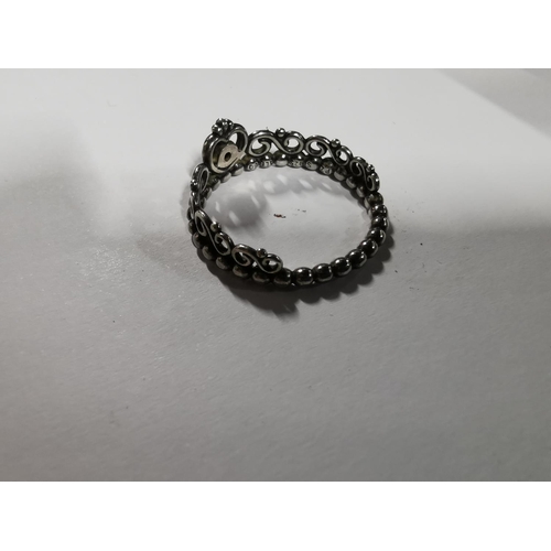 40 - Genuine Pandora Tiara ring - marked S925 ALE, size R 1/2 with one other similar ring marked S925, si... 