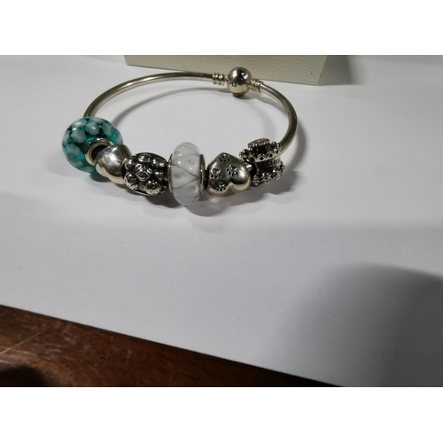 54 - Comprehensive genuine Pandora charm bracelet with Pandora ball and quantity of 6 genuine Pandora cha... 