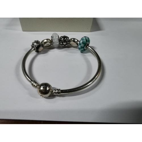 54 - Comprehensive genuine Pandora charm bracelet with Pandora ball and quantity of 6 genuine Pandora cha... 