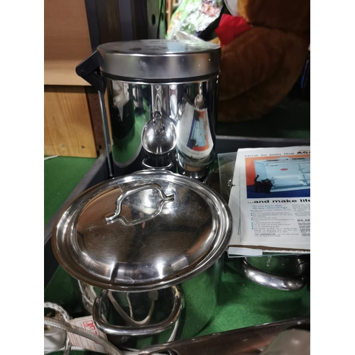 405 - Large quantity of stainless steel pots and pans inc one lidded pot by AGA along with two brand new L... 