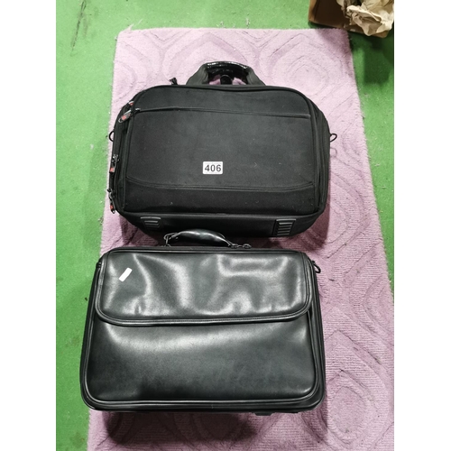 406 - 2 x laptop bags inc a leather laptop bag by Cosmac, and a laptop bag by IT, both in good order , the... 