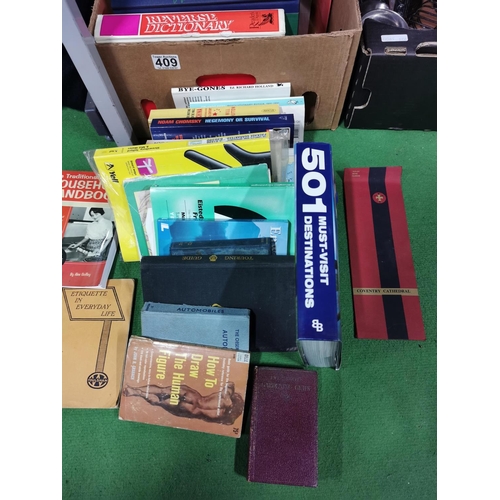 409 - Large quantity off variuos books inc some interesting Welsh books, AA members touring guide, reverse... 