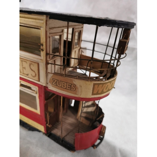 110 - Vintage Scratch built model tram - Liverpool Corporation tramways showing store advertisements. Tram... 