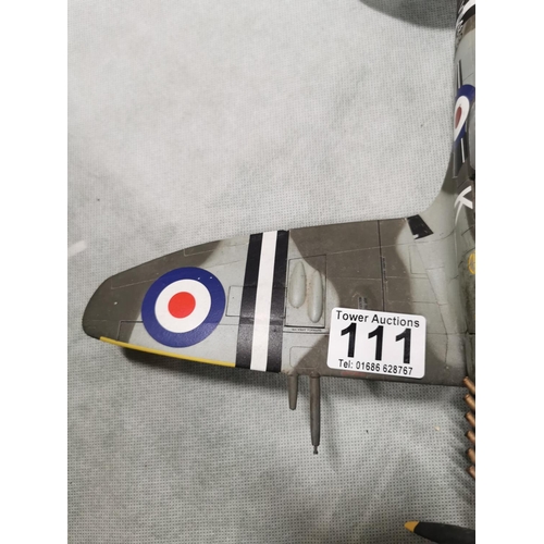 111 - Spitfire Marine model plane, completely assembled. Measures 31cm x 35cm x 11.5cm