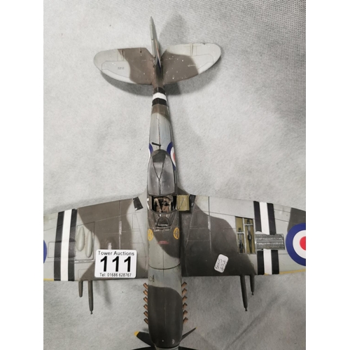 111 - Spitfire Marine model plane, completely assembled. Measures 31cm x 35cm x 11.5cm