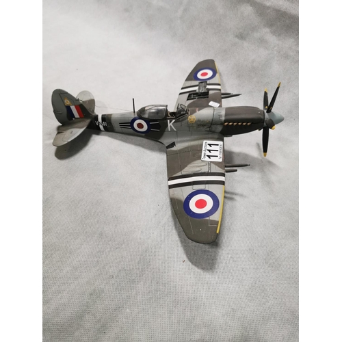 111 - Spitfire Marine model plane, completely assembled. Measures 31cm x 35cm x 11.5cm