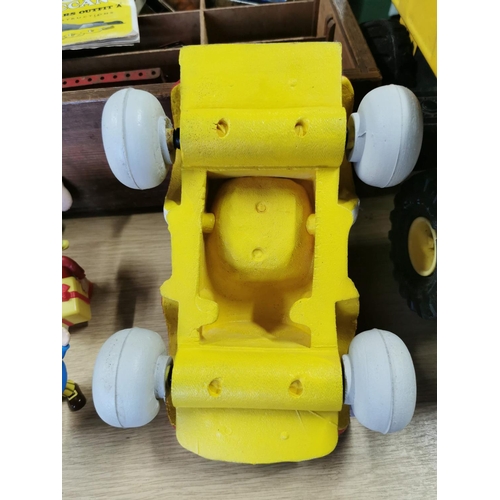 113 - Collection of Noddy toys inc a rubber (sponge) Noddy in his car. Measures 20cm height x 26cm width 1... 