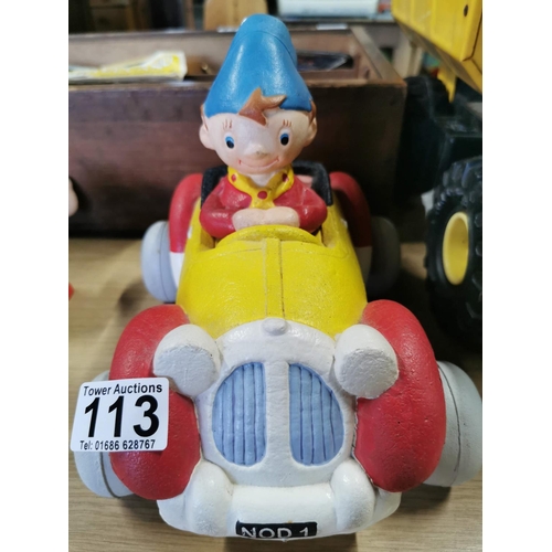 113 - Collection of Noddy toys inc a rubber (sponge) Noddy in his car. Measures 20cm height x 26cm width 1... 