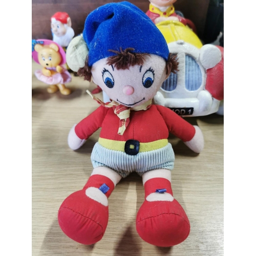 113 - Collection of Noddy toys inc a rubber (sponge) Noddy in his car. Measures 20cm height x 26cm width 1... 