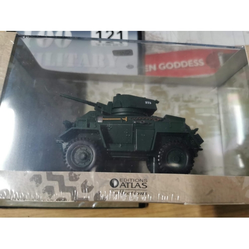 121 - 4X brand new and sealed military Diecast vehicles by Atlas Editions, complete with paperwork and DVD