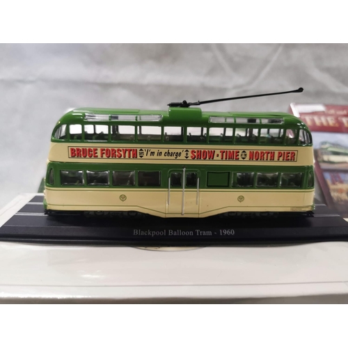 122 - 2X Diecast model trams inc Blackpool balloon tram and DVD, paperwork etc - one is brand and sealed t... 