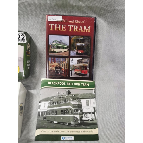 122 - 2X Diecast model trams inc Blackpool balloon tram and DVD, paperwork etc - one is brand and sealed t... 