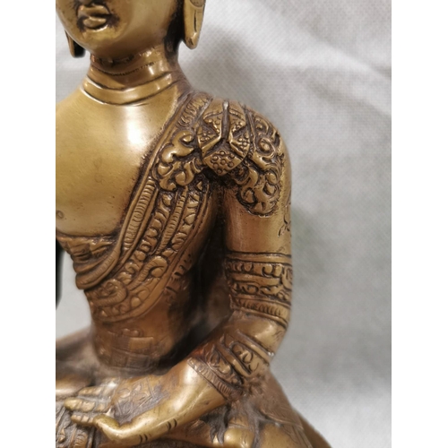 73 - Vintage well cast solid bronze sitting buddha figure in good condition height 23cm width 16cm, 10cm ... 