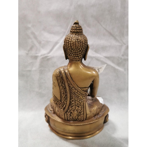 73 - Vintage well cast solid bronze sitting buddha figure in good condition height 23cm width 16cm, 10cm ... 