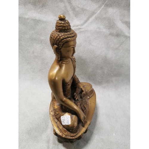 73 - Vintage well cast solid bronze sitting buddha figure in good condition height 23cm width 16cm, 10cm ... 