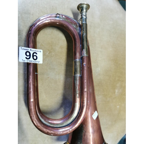 96 - Copper and brass bugle decorative but does blow