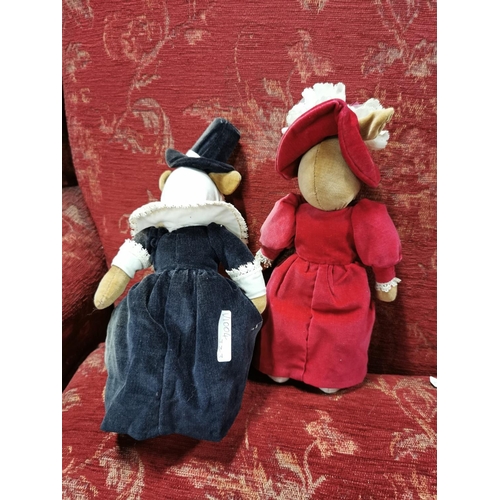 97 - 2 x early vintage well made teddy bears one in a welsh costume both in good order 26cm tall, by 15cm