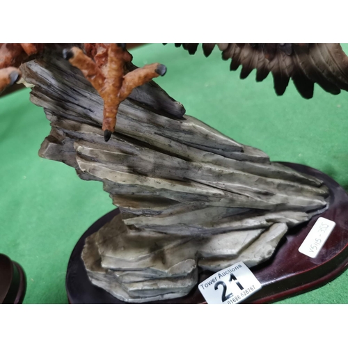 21 - 3 Eagles on plinths of resin 2 the Julianna collection. One has a repair on the wing, the rest are i... 