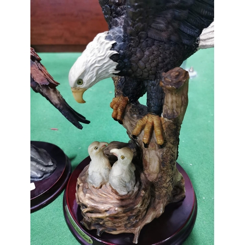 21 - 3 Eagles on plinths of resin 2 the Julianna collection. One has a repair on the wing, the rest are i... 