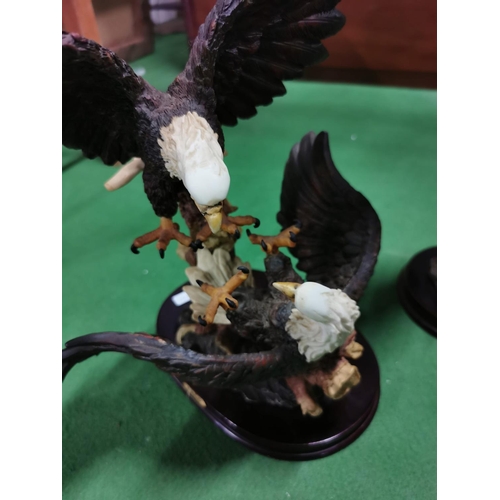 21 - 3 Eagles on plinths of resin 2 the Julianna collection. One has a repair on the wing, the rest are i... 