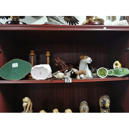 22 - Shelf full of good collectable china inc sylvac animals kiser donkey etc some piece are A/F requirin... 