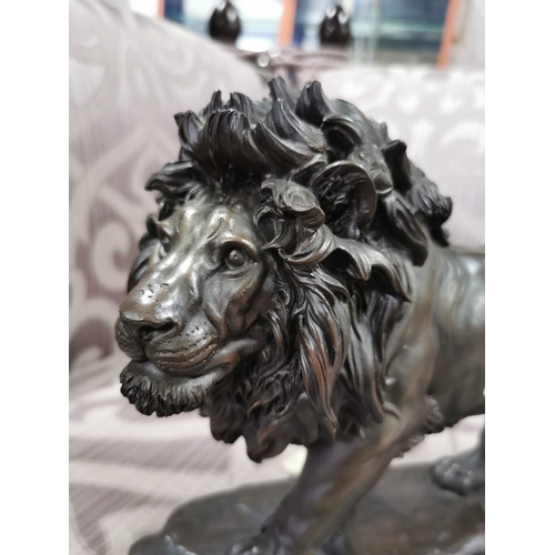 25 - one resin bronze colour lion and one crystal glass lion on plinths. Height of largest item is 23cm x... 