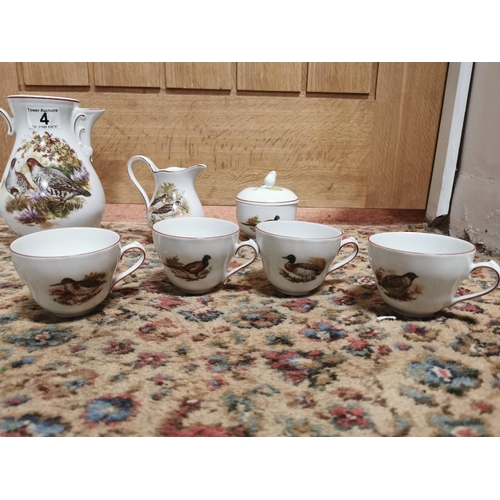 4 - Vintage game animal 11 piece tea set by Tirschenreuth bavaria teapot is missing its lid otherwise in... 