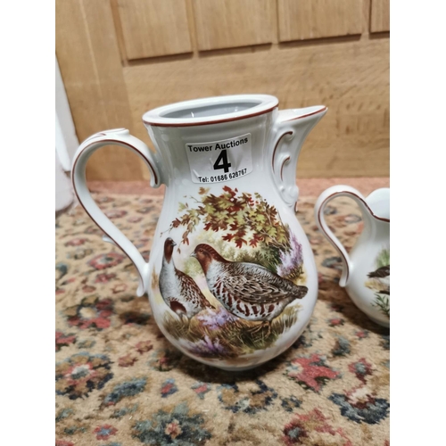 4 - Vintage game animal 11 piece tea set by Tirschenreuth bavaria teapot is missing its lid otherwise in... 