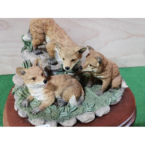 57 - Collection of 4 x fox related figures inc a Leonardo fox group, a Leonardo fox'To The Woods' a handp... 