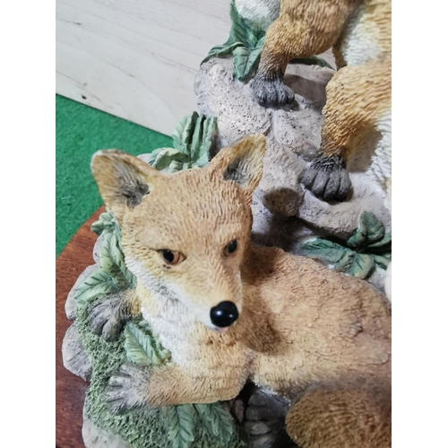 57 - Collection of 4 x fox related figures inc a Leonardo fox group, a Leonardo fox'To The Woods' a handp... 