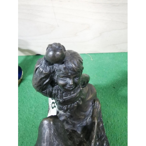 58 - Collecatble Burlington the snuff taker toby jug along with a bronzed figure of a little girl with a ... 