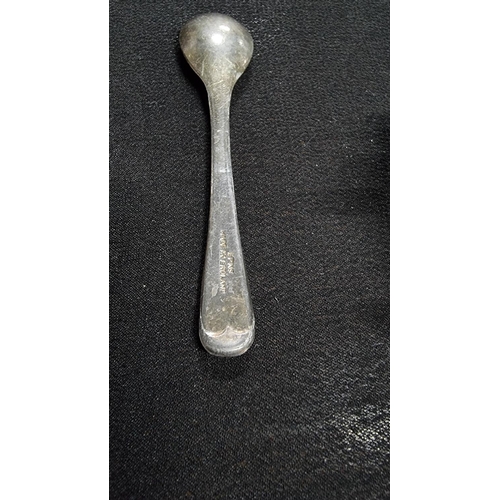 334 - H.M. silver salt with a crystal blue glass liner and an EPNS salt spoon. Total weight of silver salt... 