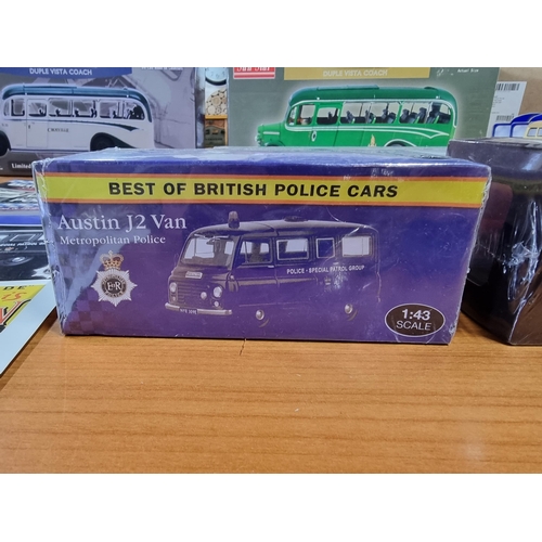 127 - Quantity of Diecast vehicles and trains inc London fire truck, Police van, Green Arrow and Shay loco... 