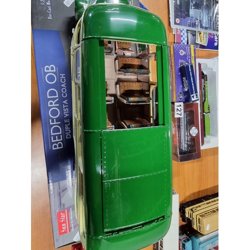 128 - Bedford OB Crosville Pwllheli Diecast model bus coach, comes complete with box in excellent conditio... 