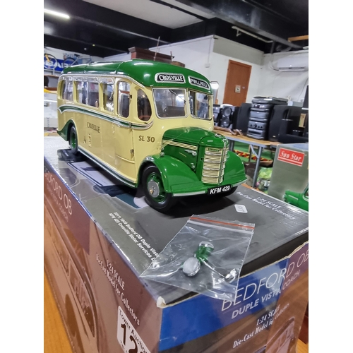 128 - Bedford OB Crosville Pwllheli Diecast model bus coach, comes complete with box in excellent conditio... 