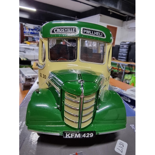 128 - Bedford OB Crosville Pwllheli Diecast model bus coach, comes complete with box in excellent conditio... 